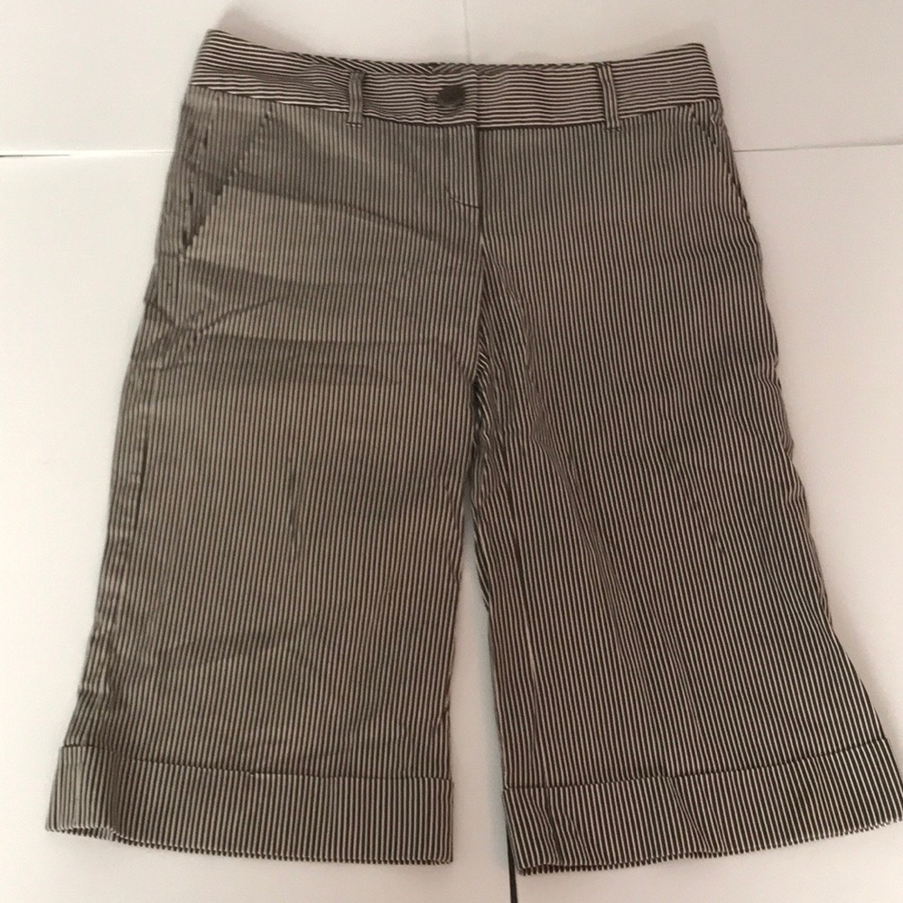 Halogen Brown and White striped crop pants preppy